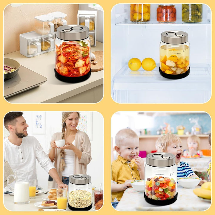 CEWROM Fermentierglas mit Deckel, 1L Grosses Fermentierglas, Gärglas mit Entlüftungsventil, für die