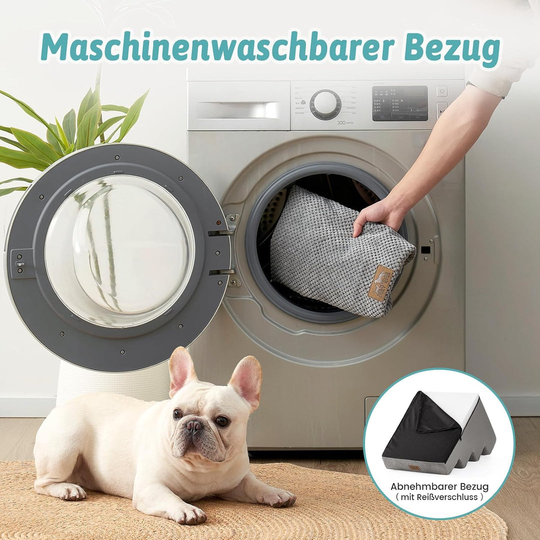 COZY KISS Hundetreppe für Kleine Hunde, 4Stufen Breiter Haustiertreppe für Bett Couch Auto, 45cm Hoc