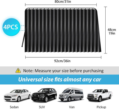 ZATOOTO Sonnenschutz fürs Auto Vorhang 4 Stück, Sonnenschutz Magnetisch für UV-Schutz Hitzeschutz, P