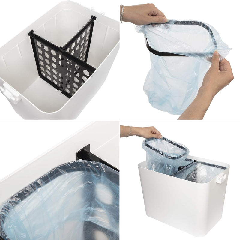 ONVAYA® Mülltrennsystem Tom | Mülltrennung mit mehreren Fächern | Mülleimer in creme-weiss | Abfalle