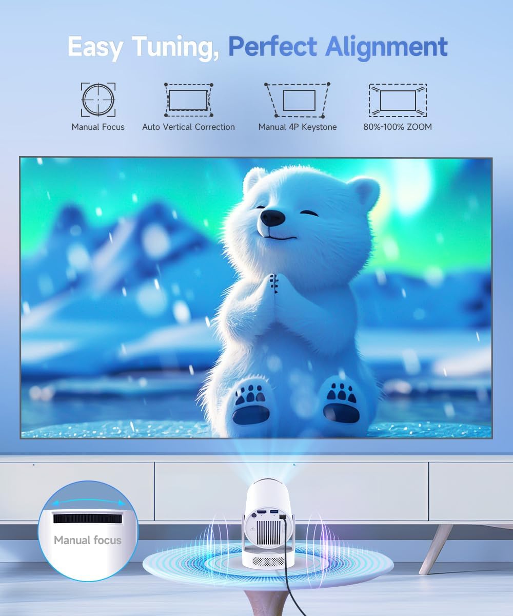 Magcubic Mini Beamer 4K HY300pro+, Unterstützt Smart Beamer Android 14 Auto Trapezkorrektur, Beamer