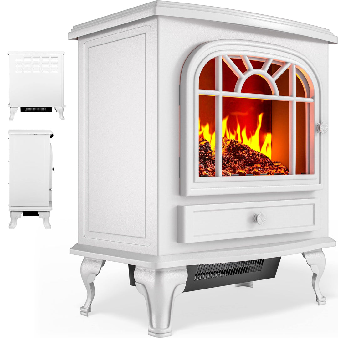 Elektrokamin Elektrischer Kamin mit Heizung LED Kaminfeuer Effekt Heizer Ofen 2000W 60 x 28 x 50cm w