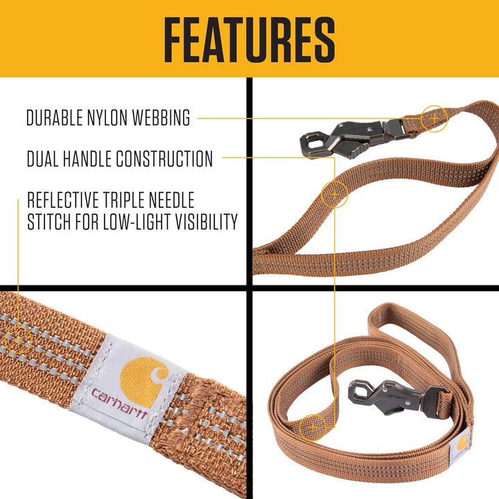 Carhartt Leine mit Zwei Griffen, strapazierfähiges 600-Denier-Gewebe mit verstellbaren D-Ring-Metall