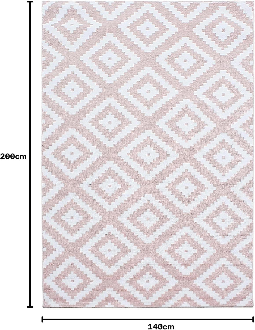 Carpetsale24 Teppich Wohnzimmer Rauten Design Pink Meliert 140 x 200 cm - Kurzflor Teppich Schlafzim