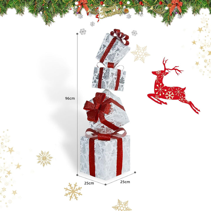 CCLIFE LED Geschenkbox 4er Set Weihnachten Weihnachtenbox Beleuchtete Lichterkette batteriebetrieb W