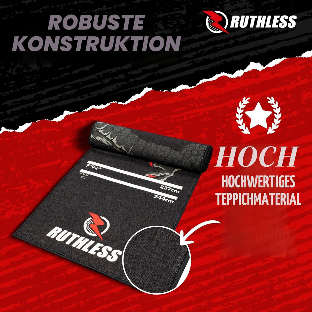 RUTHLESS Dartmatte | strapazierfähige, rutschfeste und langlebige Teppich-Dartmatte für den Boden, s