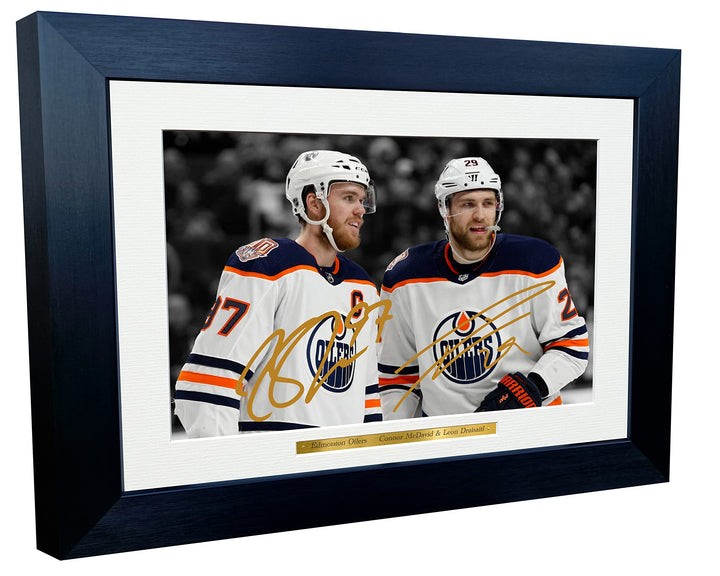 Kitbags & Lockers 30,5 x 20,3 cm, A4 Connor McDavid Leon Draisaitl Edmonton Oilers NHL Autogramm, si