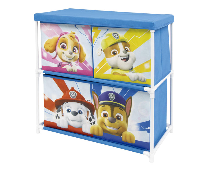 ARDITEX - Kinderregal mit 3 Stoffboxen von Paw Patrol - Metallrahmen und Polyesterboxen - 53x30x60 c