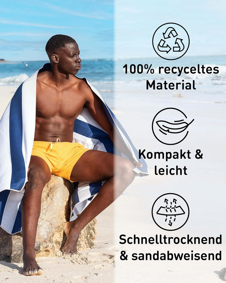 Fit-Flip Strandtuch XXL aus Mikrofaser - leicht und schnelltrocknend - 100% recyceltes Strandhandtuc