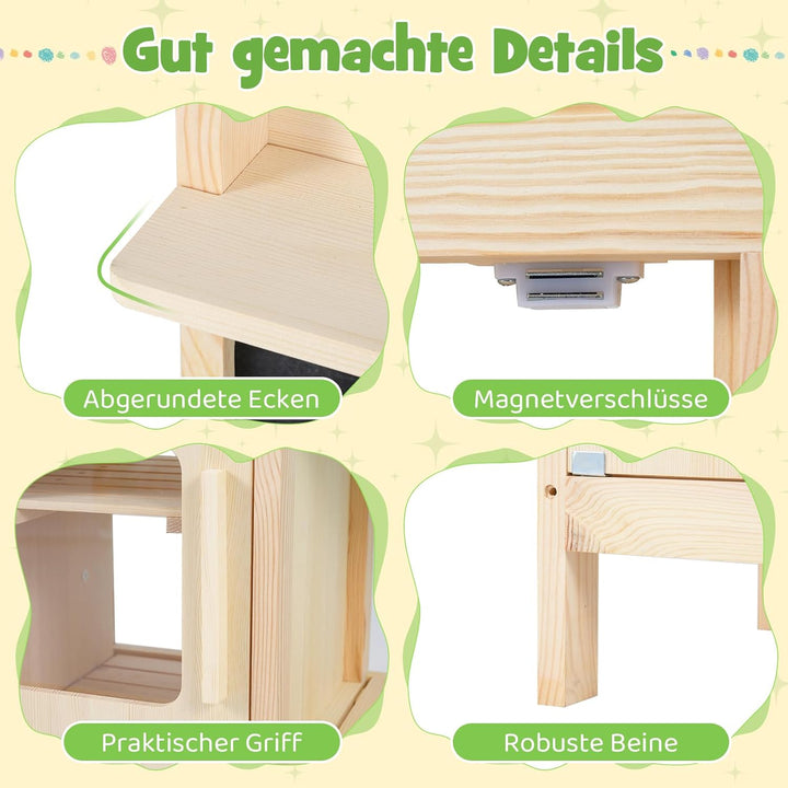 COSTWAY Matschküche Kinder, Outdoor Spielküche inkl. Zubehör mit Kreidetafel, Herd, Wasserhahn, Spül
