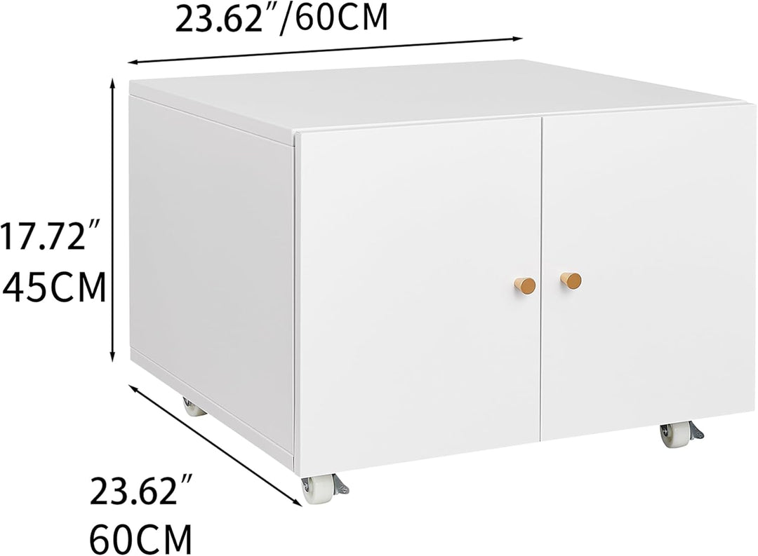 Rollcontainer Aktenschrank Büroschrank aus Metall mit 2 Türen und Verstellbare Einlegeböden, Drucker