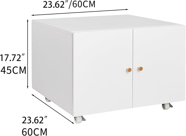 Rollcontainer Aktenschrank Büroschrank aus Metall mit 2 Türen und Verstellbare Einlegeböden, Drucker