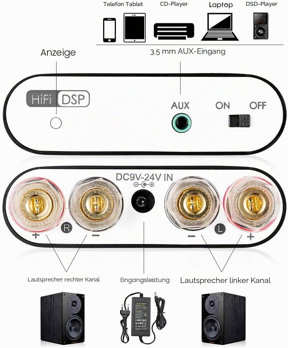 Nobsound NS-10G PRO Hi-Fi DSP 100W (50W x 2) Digital Bluetooth 5.0 Amplifier 2.0 Channel Stereo Powe