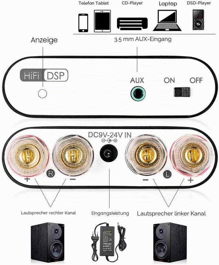 Nobsound NS-10G PRO Hi-Fi DSP 100W (50W x 2) Digital Bluetooth 5.0 Amplifier 2.0 Channel Stereo Powe