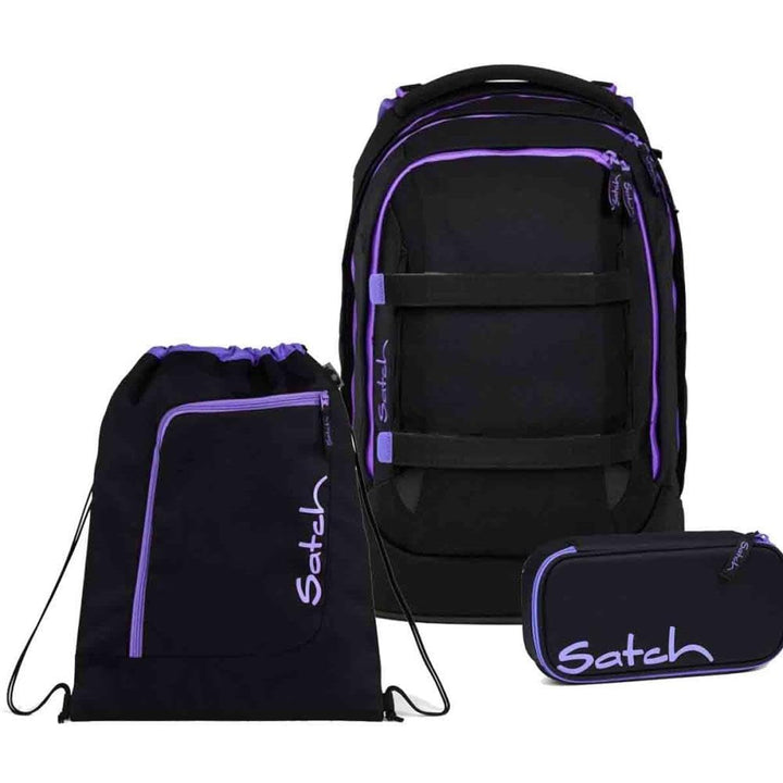 Satch Pack Schulrucksack Set 3tlg. inkl. Schlamperbox und Sportbeutel (Purple Phantom), Purple Phant