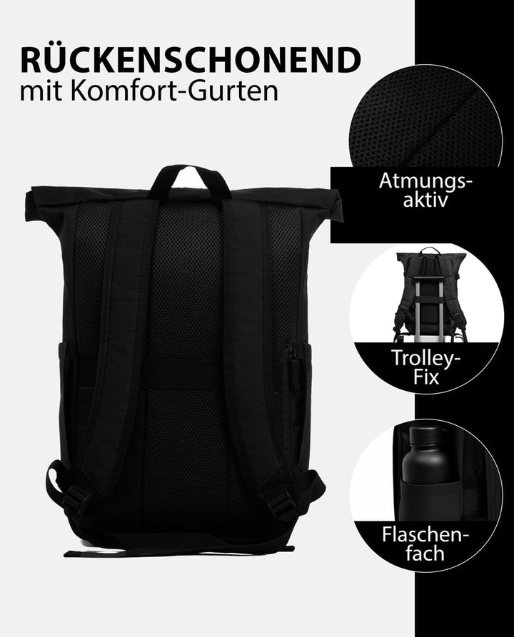 SONS OF ALOHA Roll-Top Rucksack Damen & Herren - NALU Reflektierend gross - Rolltop mit Laptopfach 1