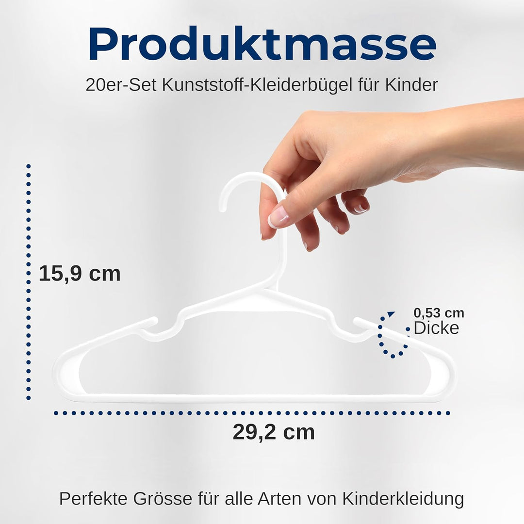 SereneLife Kinderkleiderbügel 20er Set – Kleiderbügel Kinder & Baby Kleiderbügel Kunststoff & rutsch