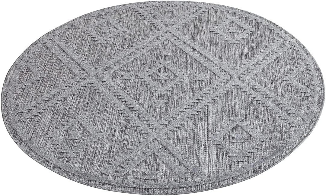 carpet city In-&amp; Outdoor Teppich - Rund 200 cm - für Innen-&amp; Aussenbereich - Wetterfest Balkon-Teppi