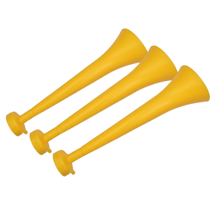 3er-Pack Vuvuzelas aus Widerstandsfähigem Kunststoff | Animationstrompeten für Fussball, Sportverans