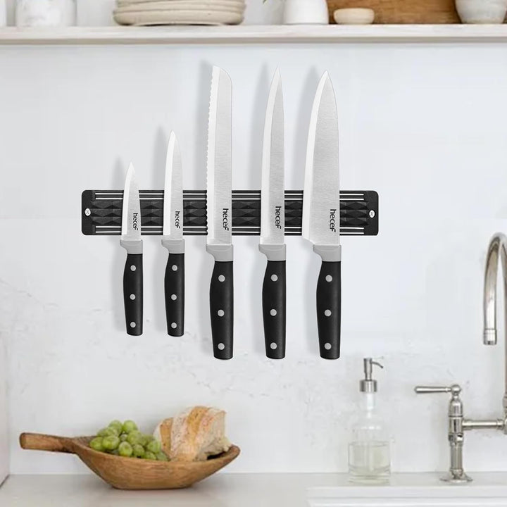 hecef Messer Magnetleiste mit 5 Teilig Scharfe Küchenmesser Set, 33 cm Messerhalter Magnetisch mit E