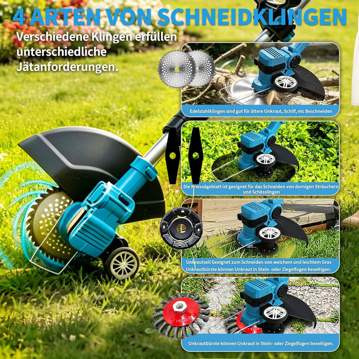 Akku-Rasenmäher mit Rasenkantenschneider Akku Rasentrimmer mit 2 * 3000mAh Batterien,Elektrischer Mo