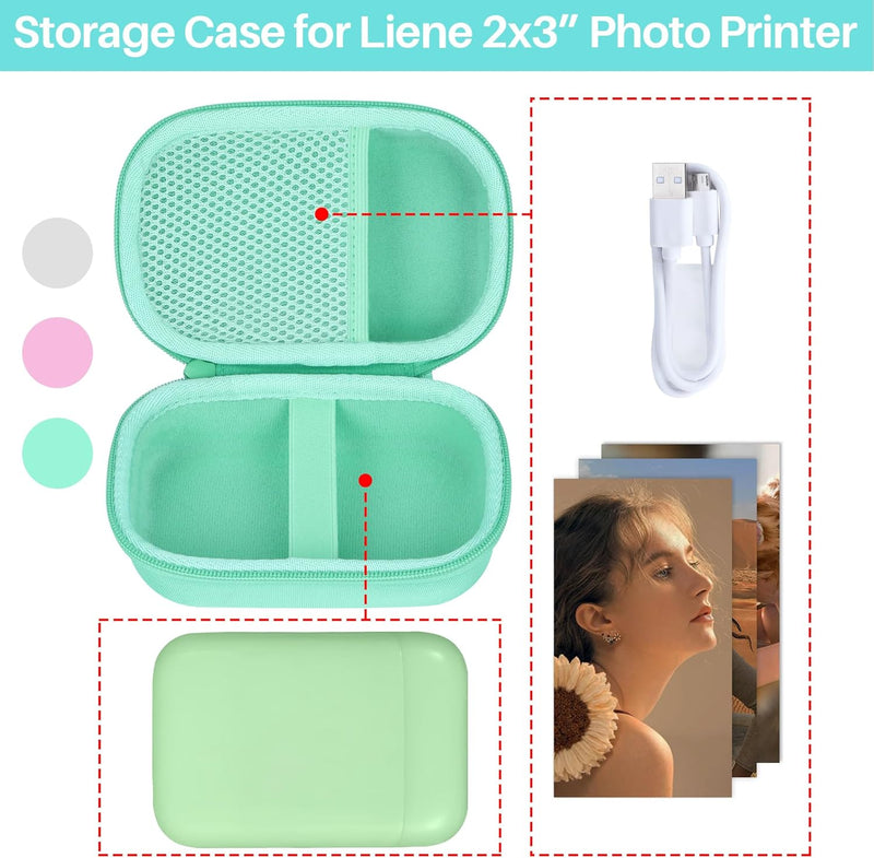 Lebakort Hart Tasche Hülle Etui für Liene 2 x 3 Tragbarer Smartphone Fotodrucker (Mintgrün), Mintgrü