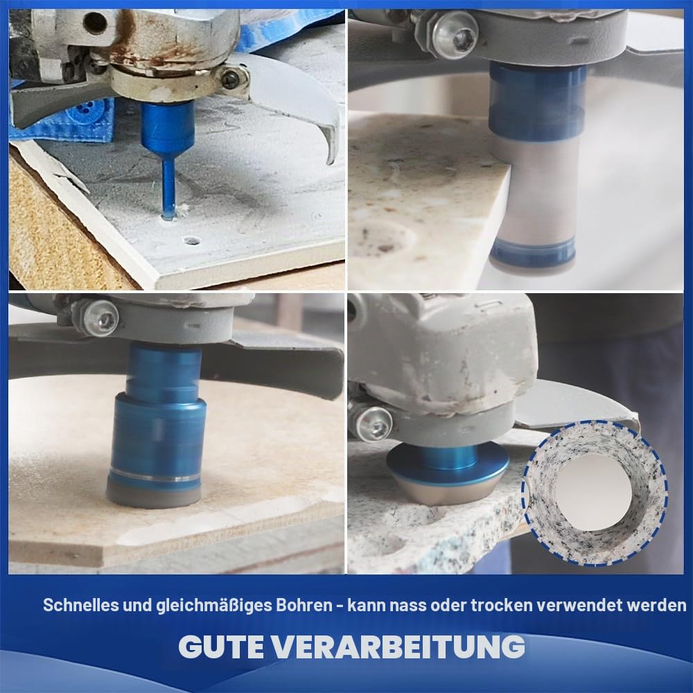 Diamantbohrer Fliesenbohrer Set - BRSCHNITT Diamantbohrer &amp; 25Diamant Fingerfräser-50mmFasenbohrer e