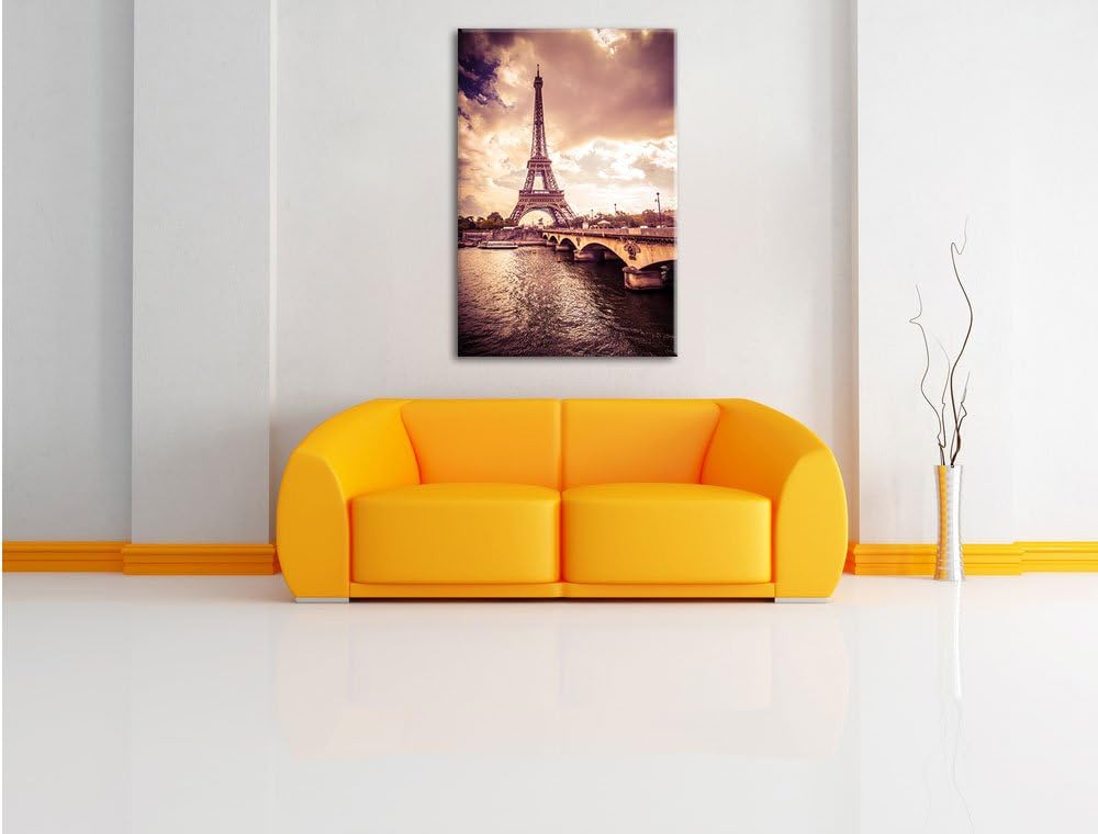 Eiffelturm in Paris, Format: 100x70 auf Leinwand, XXL riesige Bilder fertig gerahmt mit Keilrahmen,