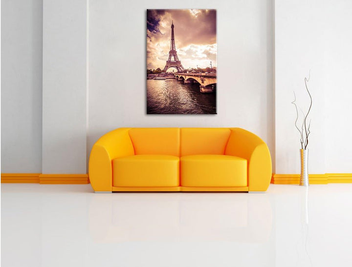 Eiffelturm in Paris, Format: 100x70 auf Leinwand, XXL riesige Bilder fertig gerahmt mit Keilrahmen,