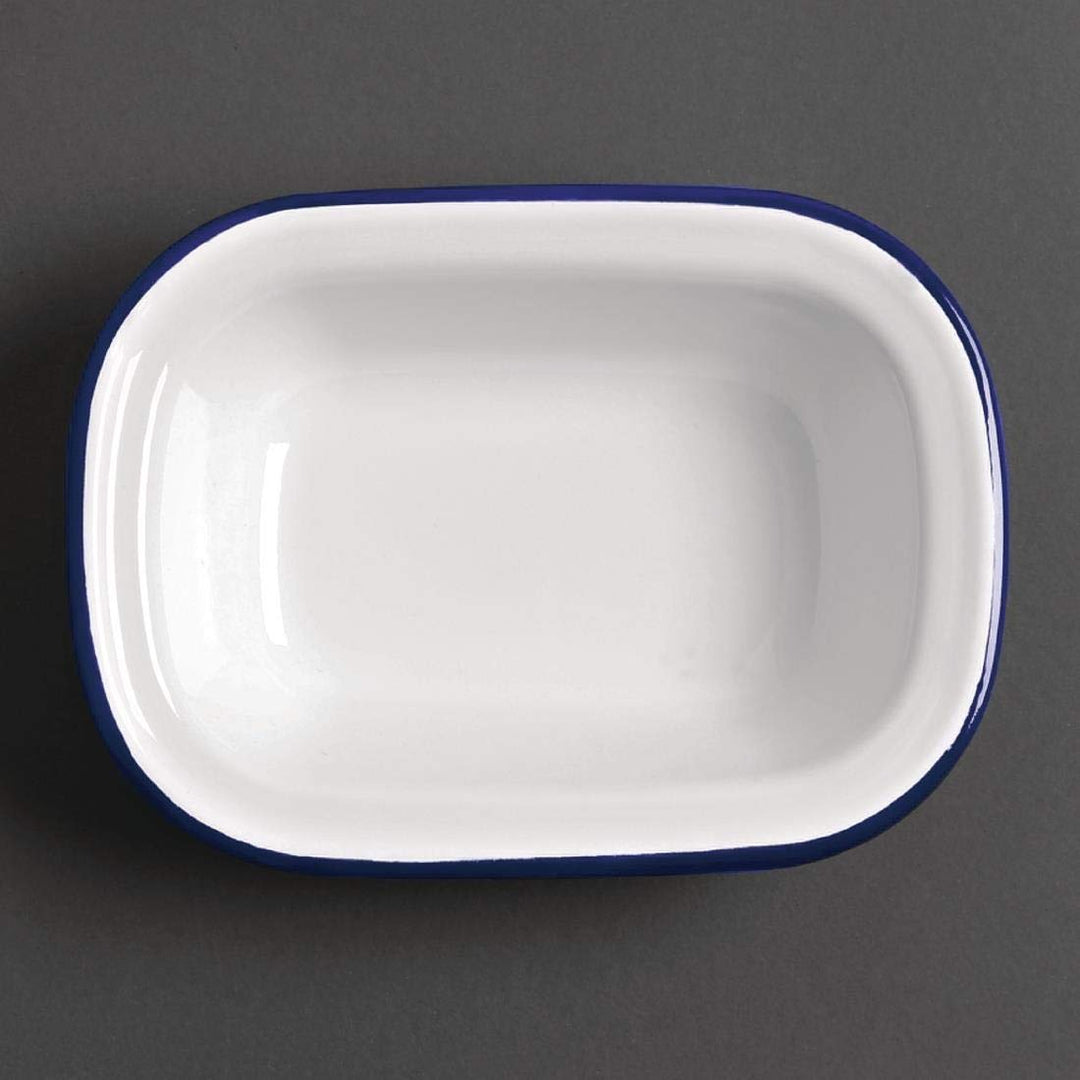 Olympia Emaille Retro-Pastetenformen Set - Rechteckig 180 x 135 mm (6 Stück), Weiss und Blau, Langle