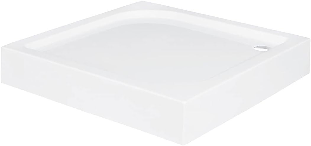 VBChome Acryl-Duschwanne 80x80 cm Siphon Duschtasse rechteckig flach Sanitär-Acryl Duschbecken stabi