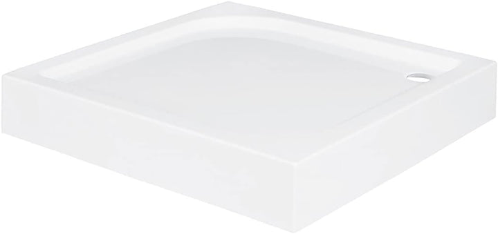 VBChome Acryl-Duschwanne 80x80 cm Siphon Duschtasse rechteckig flach Sanitär-Acryl Duschbecken stabi
