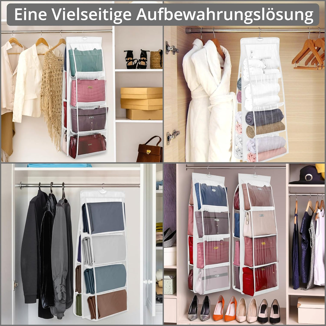 Winter Shore Handtaschen Aufbewahrung (2er-Pack) - Weisser Faltbarer Kleiderschrank Organizer Hängen