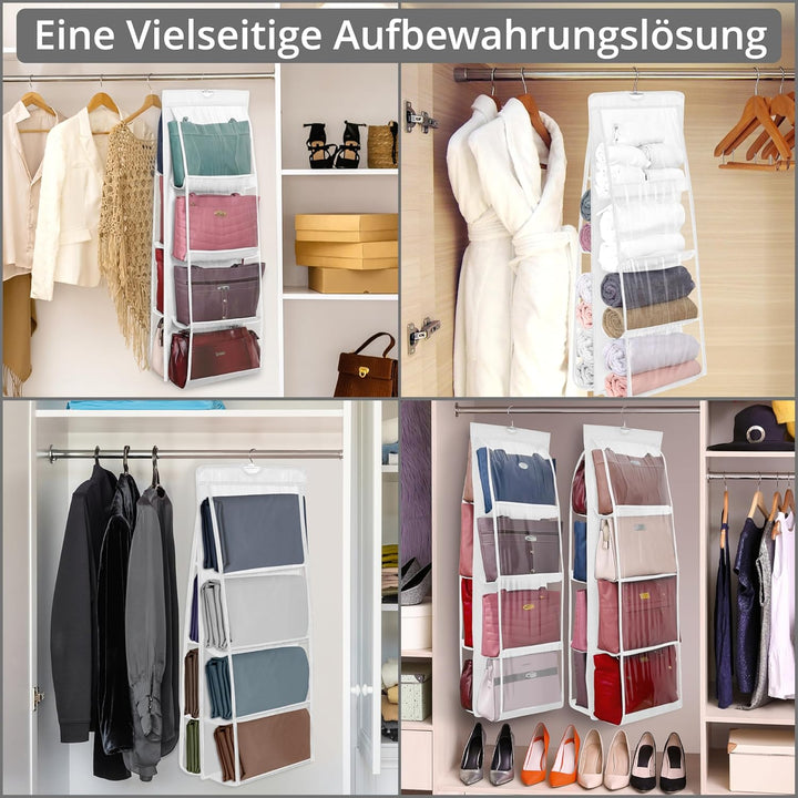 Winter Shore Handtaschen Aufbewahrung (2er-Pack) - Weisser Faltbarer Kleiderschrank Organizer Hängen