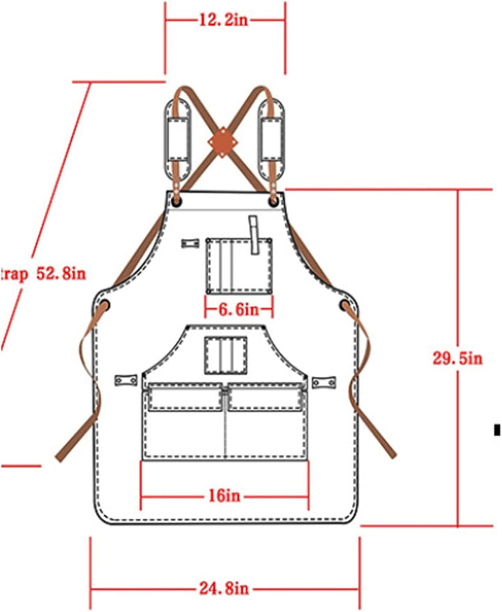 Schweisserschürze aus Leder für Männer - Robuste Grillschürze mit Werkzeugtaschen, hoher Hitzebestän