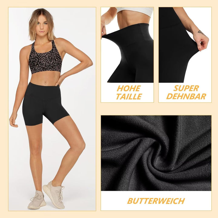 Missluck 2er Pack Radlerhose Damen Hohe Taille Kurze Sporthose Damen Blickdicht Shorts Sommer für Yo