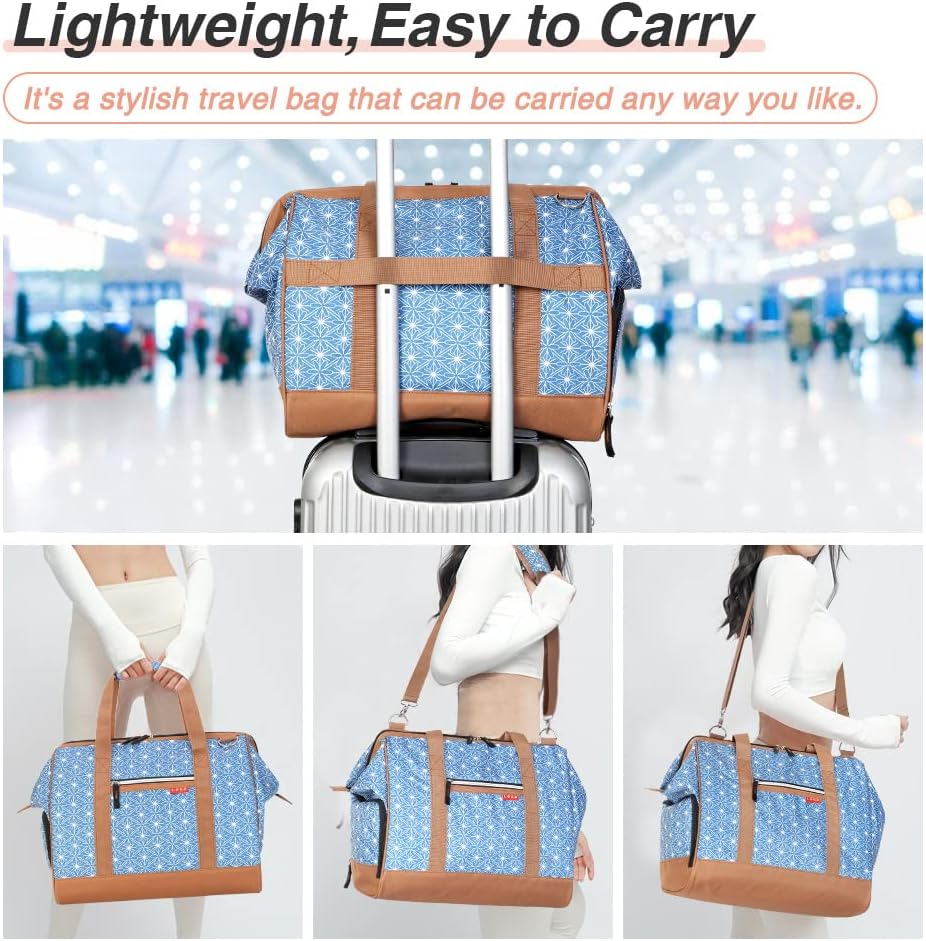 Lekesky Kleine Reisetasche Weekender Damen, Sporttasche mit Schuhfach, Grosses Öffnungsdesign, 33L f