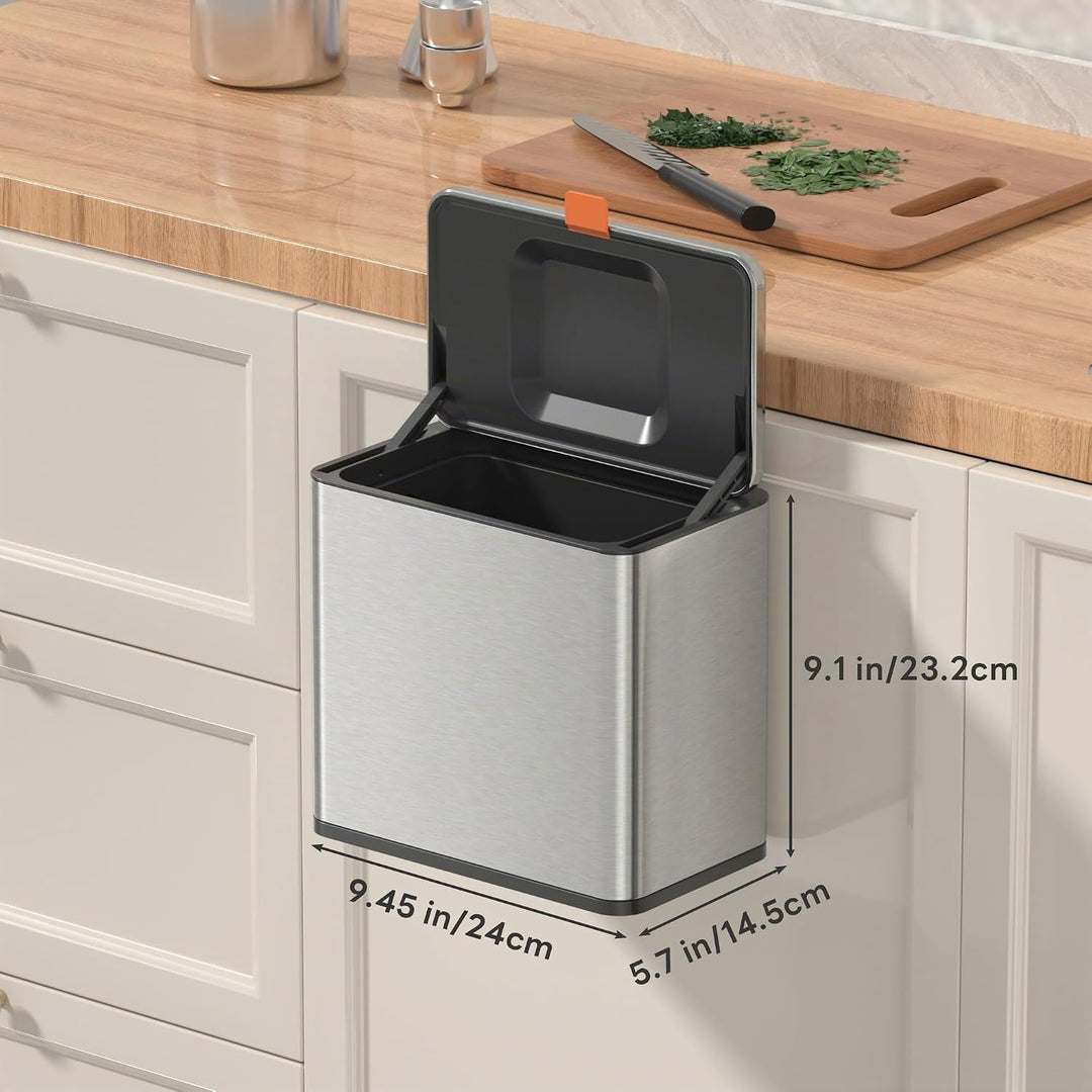 Mbillion Küchenkomposteimer, hängender Mülleimer mit Deckel, 4L/1,05 Gallonen, Edelstahl-Mülleimer f
