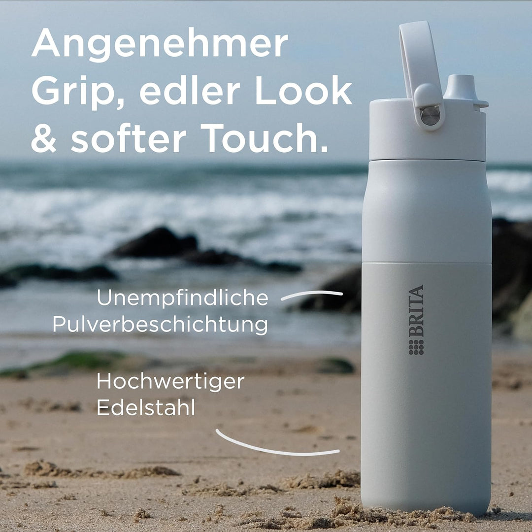 BRITA LARQ Essential Trinkflasche mit Strohhalm (680ml) blau - Edelstahl Wasser-Flasche, doppelwandi