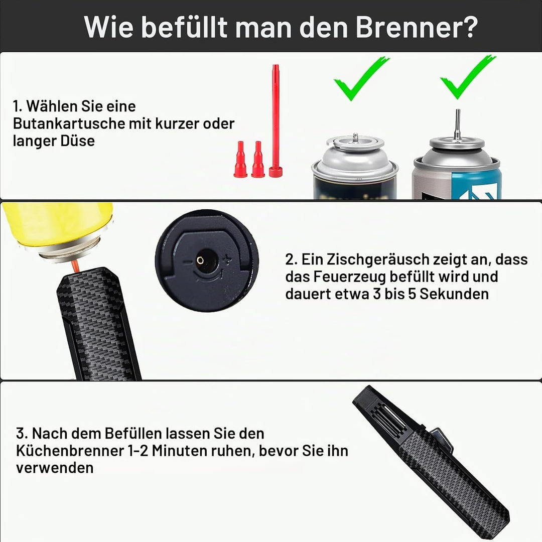 DOUBFIVSY Jet Flammen Feuerzeug mit Geschenkbox, Sturmfeuerzeug Winddichtes Stabfeuerzeug Gas Nachfü