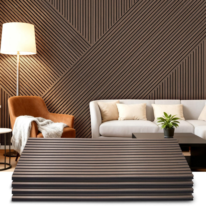 Akustikpaneele Holz, 4 Stück 120x60cm (2,88㎡), Wandpaneele Holzoptik, Hervorragende Schallabsorption