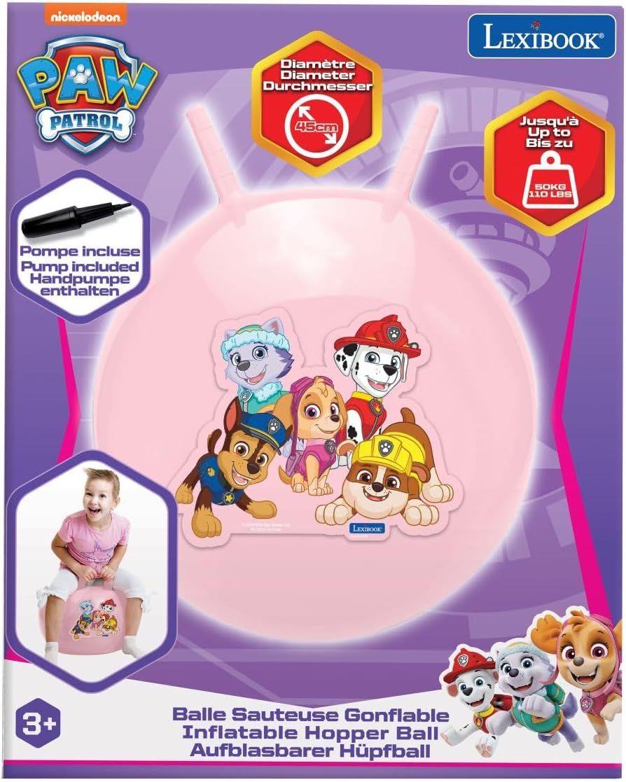 Lexibook, Paw Patrol, Aufblasbarer Hopper-Ball, inkl. Handpumpe, sicherer und haltbarer Kunststoff,