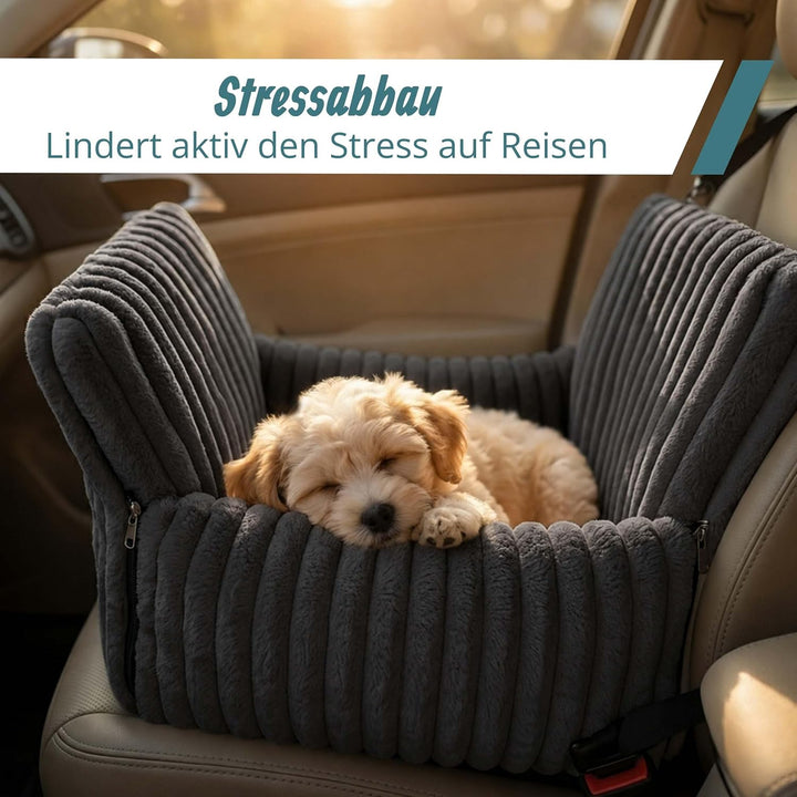 Relaxdays Hundeautositz, kleine Hunde bis 8 kg, weich, Hundebett Auto, grau | waschbar, HBT: 38x48x4