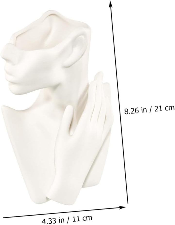 Veemoon Büste Frauenkörper Keramik Statue Vase Face Pot Bust Kopfform Vase für Home Office Dekoratio