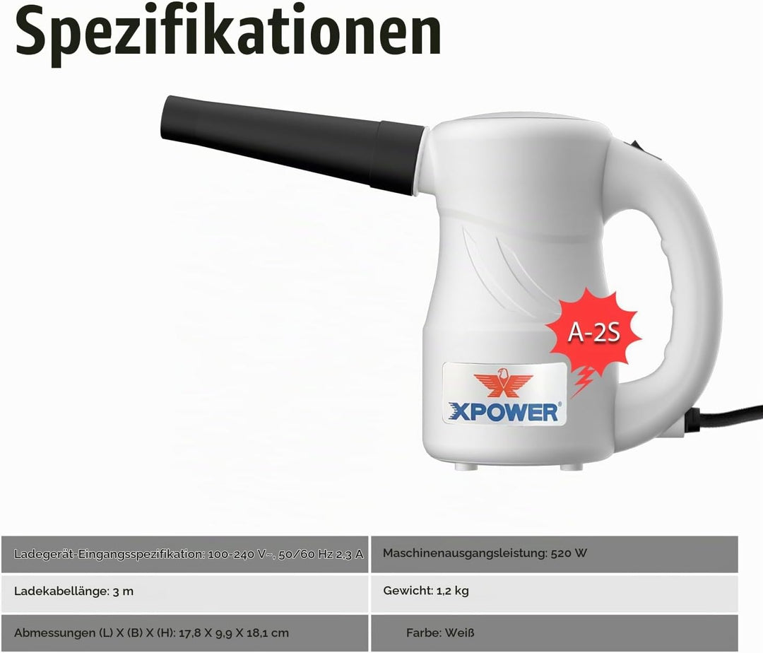 XPOWER Electric Air Duster for Dusting Drying Inflating Blowing Car Detailing Computer Leaf Blowing