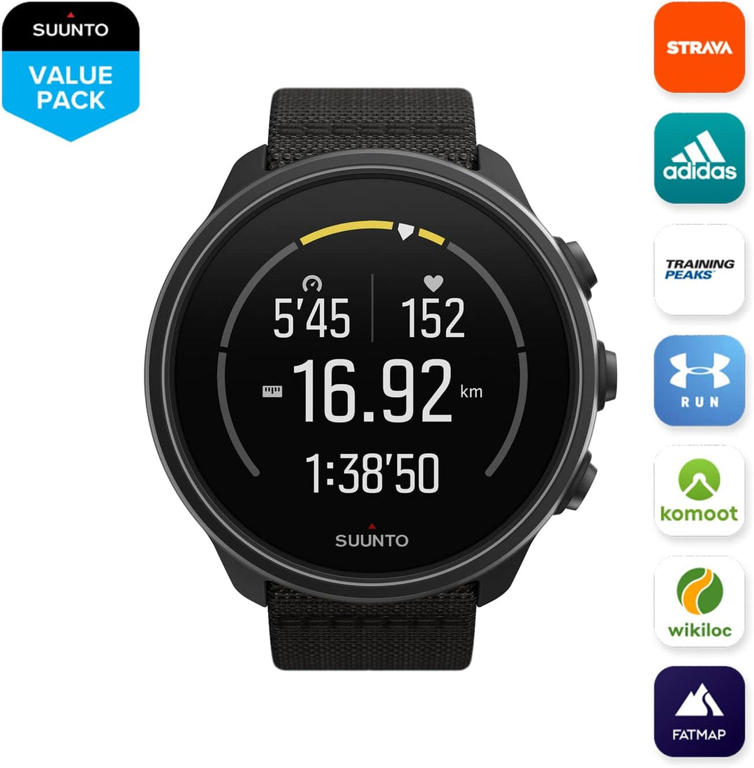 SUUNTO 9 Peak Pro Multisport Uhr - Robust Outdoor Smartwatch, Saphirglas Bildschirm & 100m Wasserdic