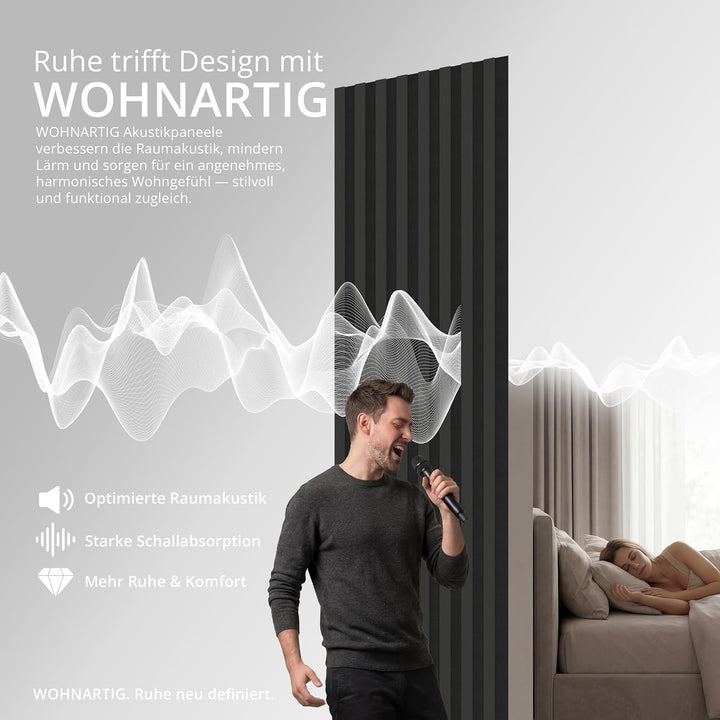 Akustikpaneele SPAZIO 1,404m² – 260cm x 54cm* Set – (Set = 2Stück 260cm x 27cm) | Farbe: Anthrazit 6