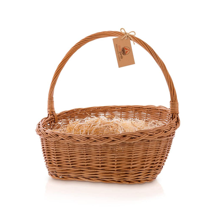 Lovin BIRDS Geschenkkorb Präsentkorb mit Gratis Holzwolle mit Henkel leer Weide Gross 35 cm mit Gr.