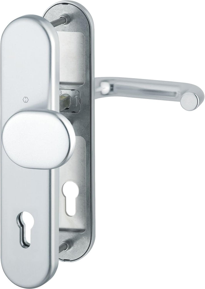HOPPE Haustür Eingangstür Wechselgarnitur PARIS - DIN-Norm Entfernung 92mm, silber eloxiert, Langsch