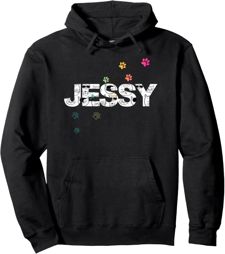 Jessy - Schöner Name mit süssen Katzen und Pfoten Pullover Hoodie